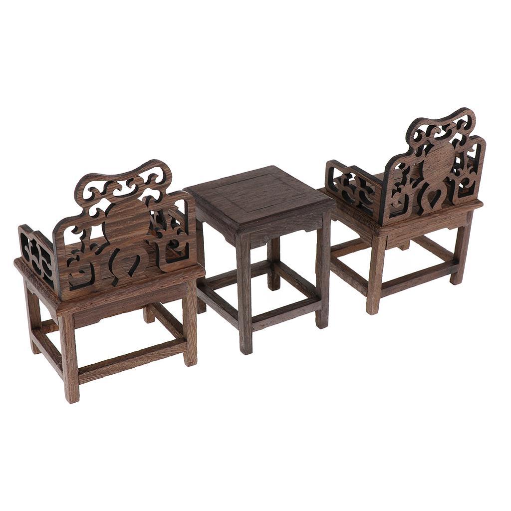 1/6 Dollhouse Miniature Chinese Tea Armchair Furniture Set