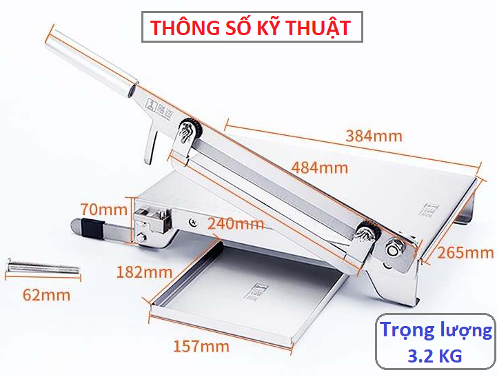 Dao Chặt Thịt Gà KD0248 - Cắt Xương, Thịt, Rau Quả, Nấm, Thuốc Bắc - Inox 430 dày 1.5mm