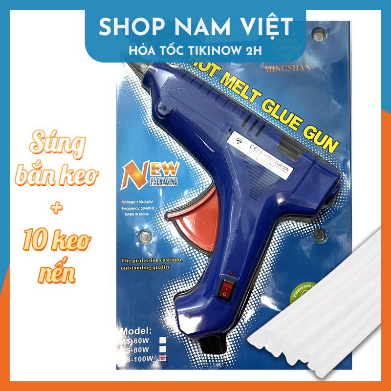 Súng Bắn Keo Cỡ Lớnnhỏ Kèm 10 Keo Nến Silicon - Súng Lớn 100W