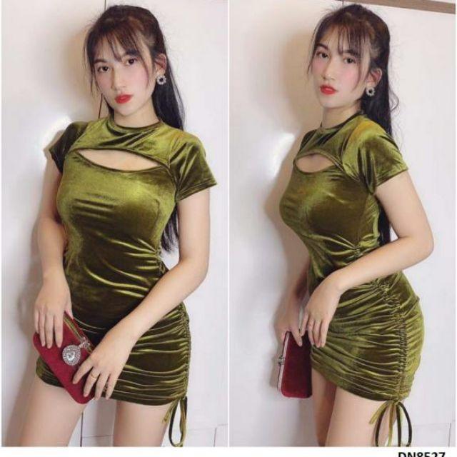 Đầm rút nhúng tay nhí hở ngực sexy