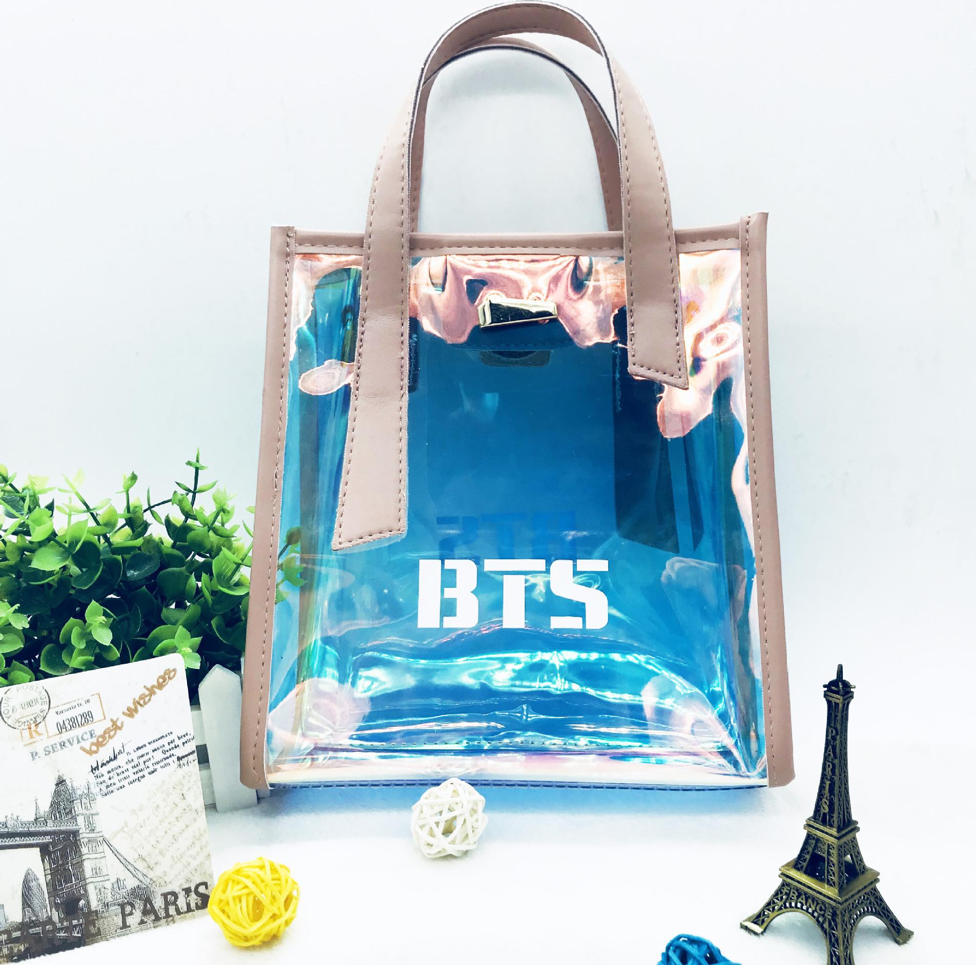 Túi xách BTS lấp lánh trong suốt ánh hồng