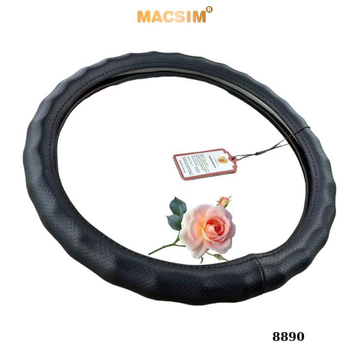 Bọc vô lăng cao cấp Macsim mã 8890 màu coffee, màu be, màu đen chỉ đen - Chất liệu da thật 100%, khâu tay thủ công size M