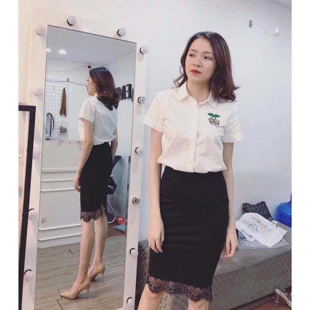 CHÂN VÁY BÚT CHÌ PHỐI REN CHẤT ĐẸP HÀNG CAO CẤP CHẤT UMI SANG XỊN THỜI TRANG CHÂN VÁY BÚT CHÌ REN 502
