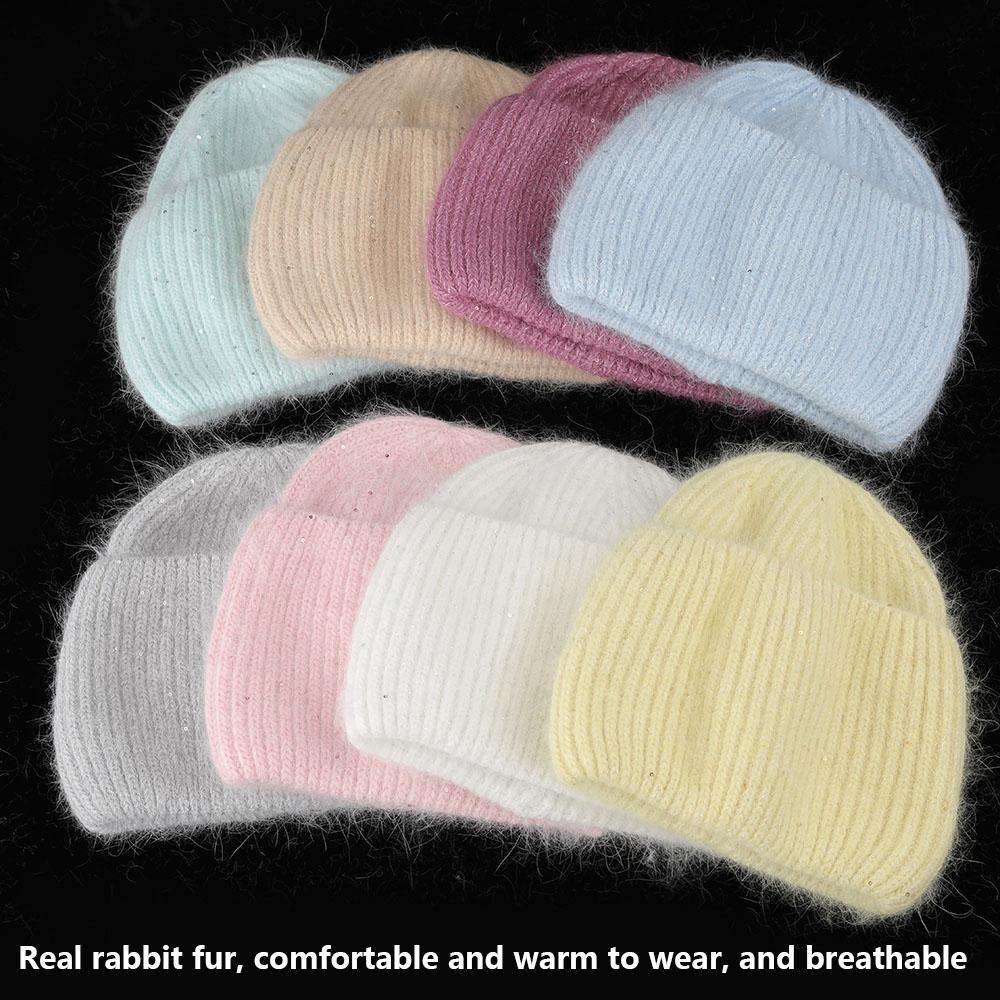 2021 Mới Thời Trang Thu Đông Hình Thỏ Tóc Mùa Đông Mũ Ấm Beanies Nón Thường Ngày Cho Nữ Trưởng Thành Cashmere Dệt Kim Bò Nón