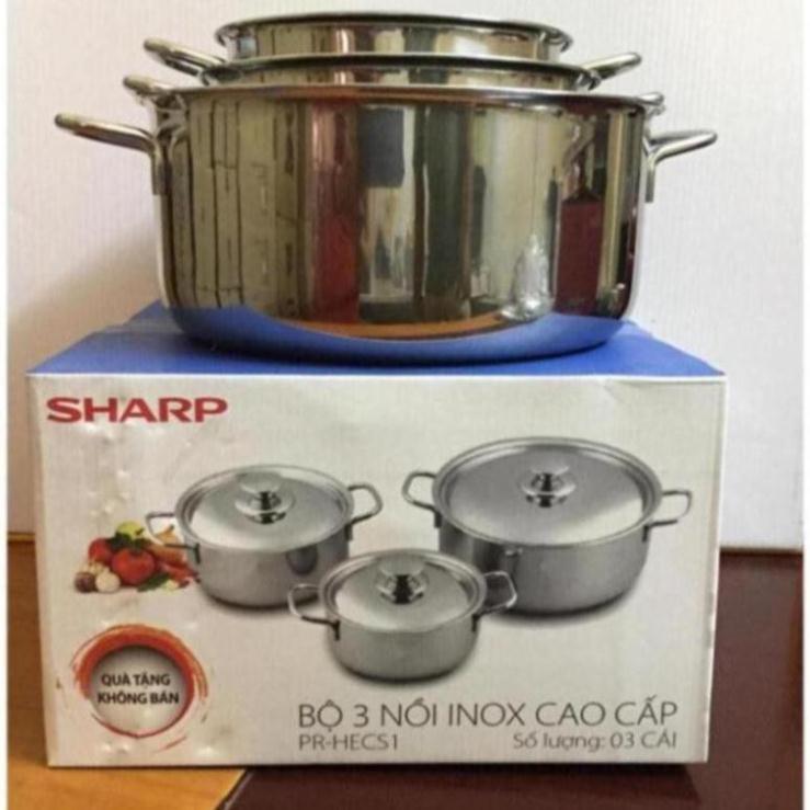 Bộ 3 Nồi inox Sharp cao cấp dùng cho tất cả các loại bếp