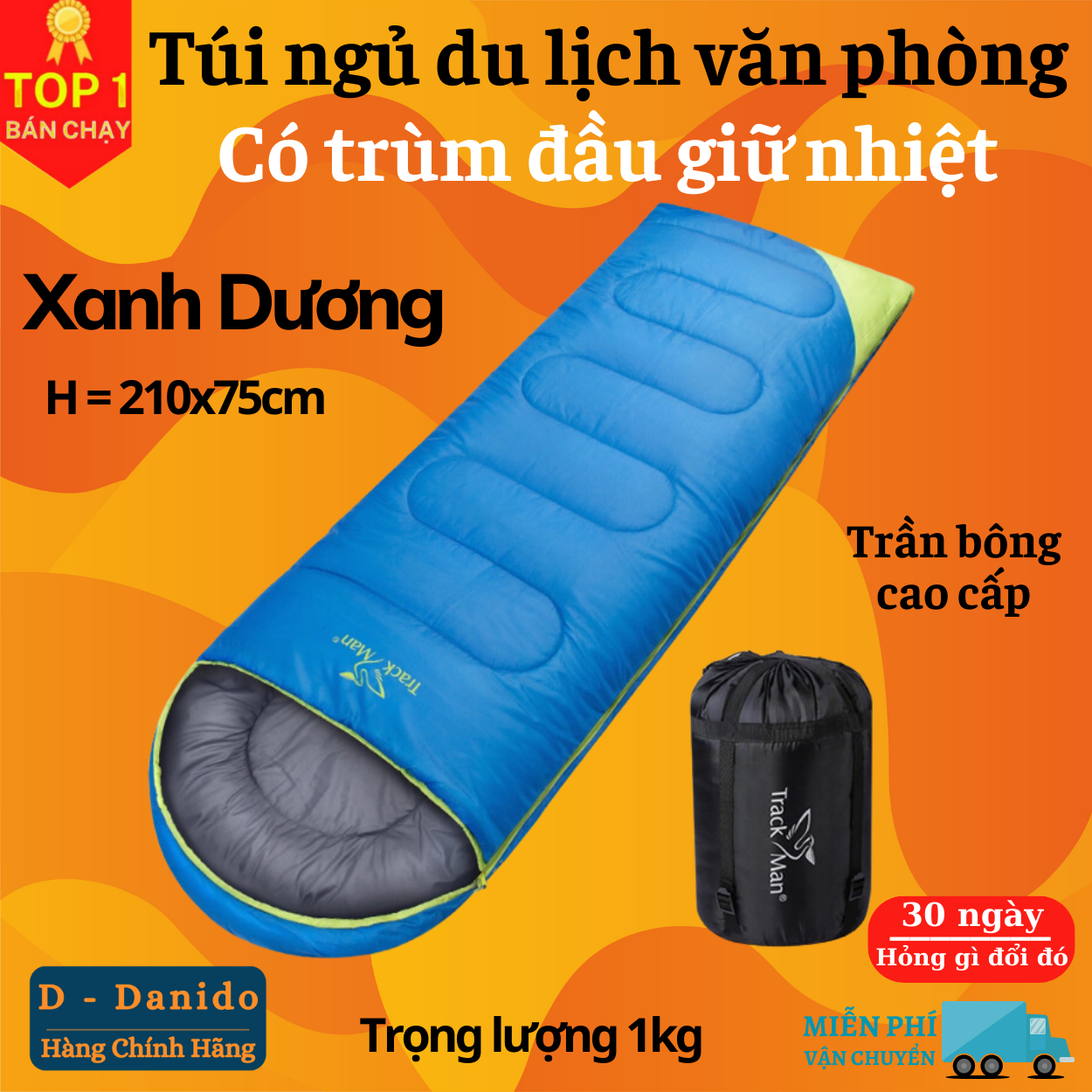 (FREE SHIP) Túi ngủ văn phòng du lịch cao cấp có trùm đầu - Chính hãng