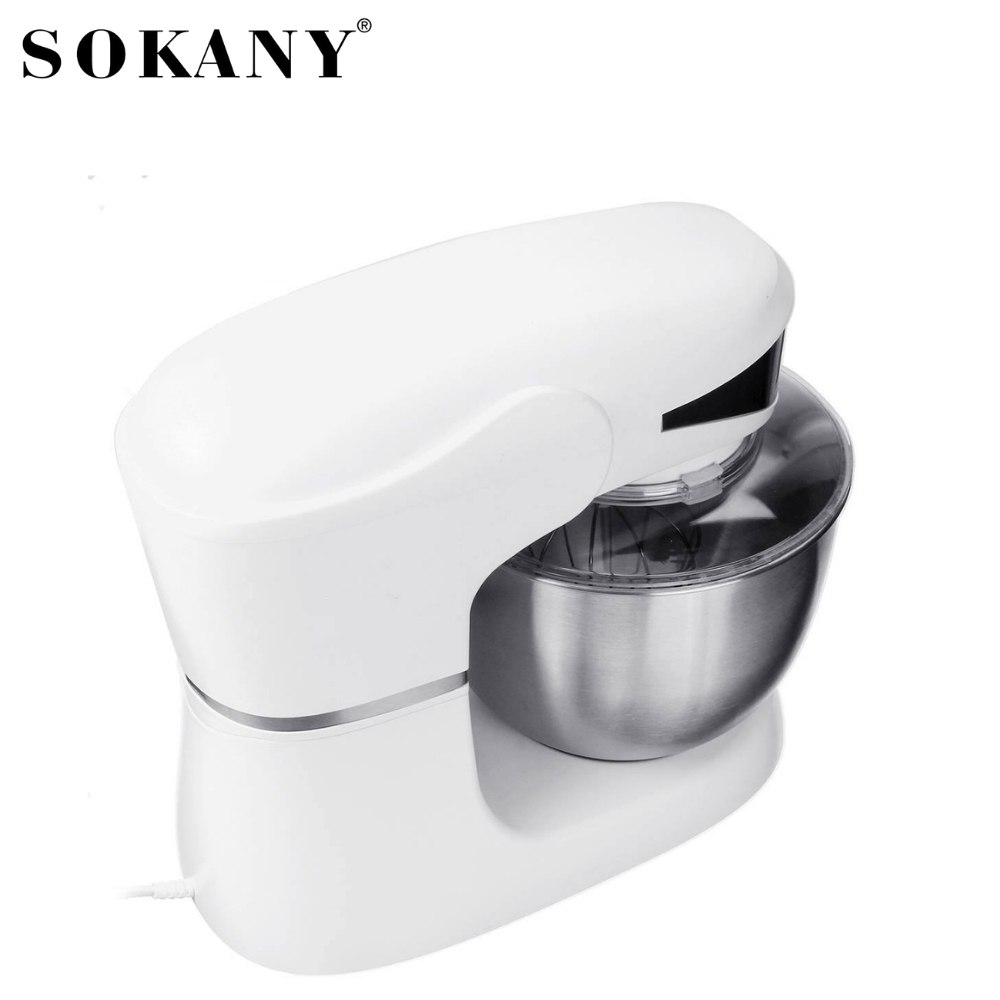 Máy nhào bột, trộn bột đánh trứng để bàn SOKANY SC-206, công suất cao 1000W, cối inox 5L trộn bột, nhào bột tự động - HÀNG CHÍNH HÃNG