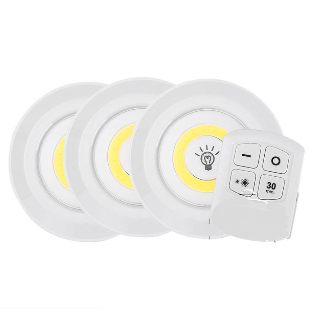 Bộ 3 Đèn Led Không Dây Kèm Điều Khiển Dán Tường 2 Chế Độ