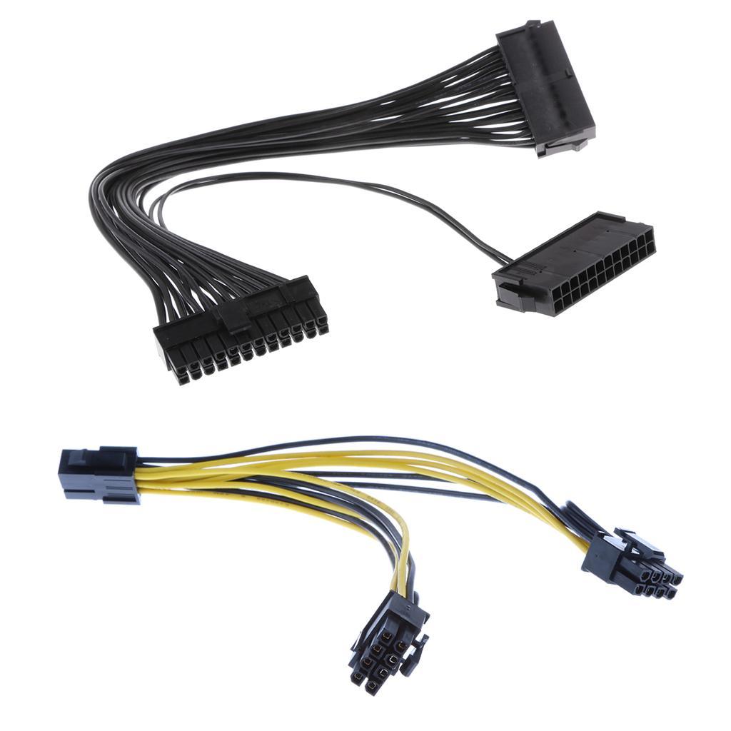 6pin PCI to 2x PCIe 8 pin Motherboard Graphics Power Cord+24Pin Mining Cable