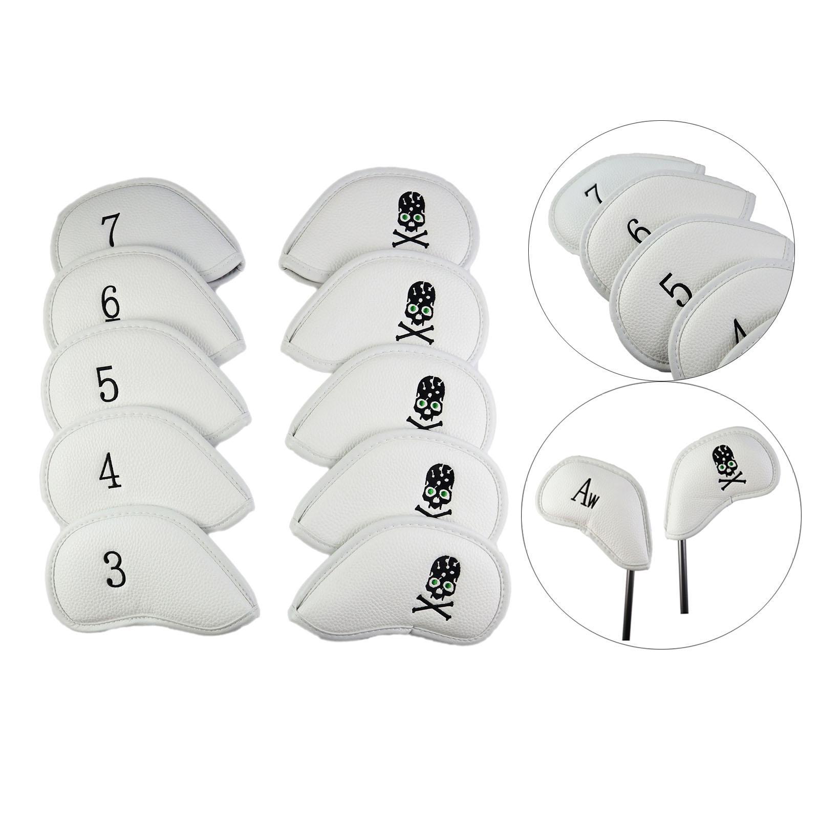 10x Golf Iron Head Covers PU Nylon Golf Club Headcovers Waterproof