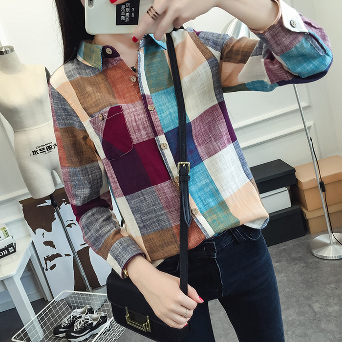 Áo đũi nữ kẻ caro Đũi Việt DVS02