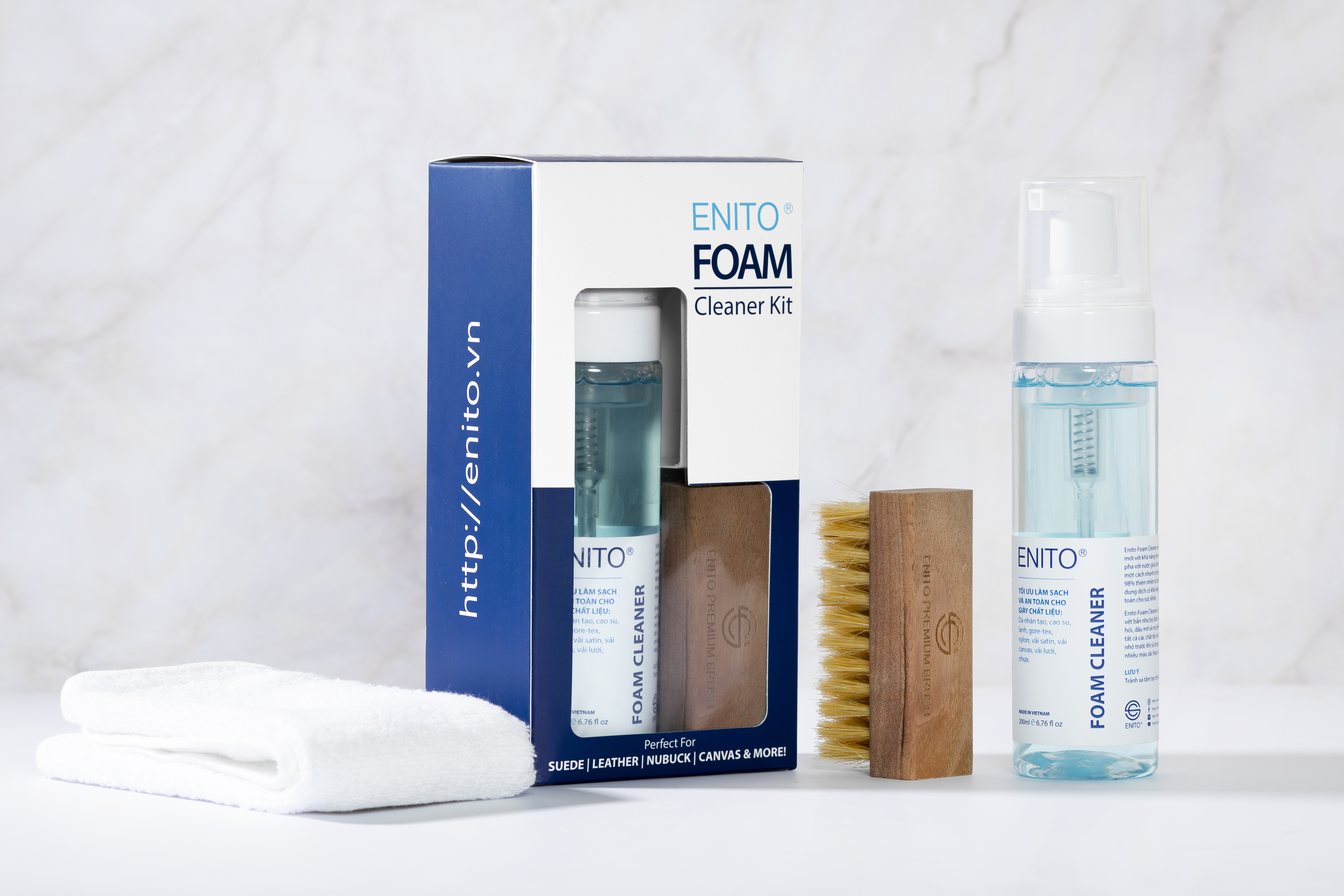 Bộ Vệ Sinh Giày Enito Foam Cleaner Kit 200ml - Chuyên Dùng Để Vệ Sinh Giày Sneaker