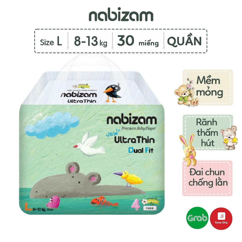 Tã/Bỉm Quần Nabizam Ultra Thin Nội Địa Hàn Cao Cấp Size L Cho Bé Từ 8-13kg, 30 miếng