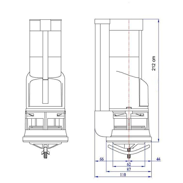 Bộ xả paradise - Van xả nước bồn cầu liền khối 2 nhấn HKC-VX06-1022 (Cao 212 mm)