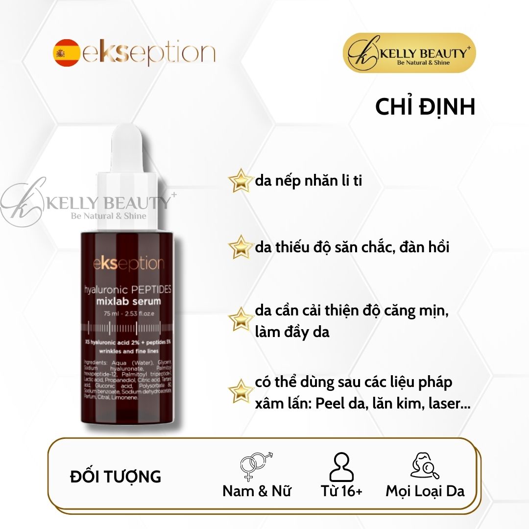 Ekseption Hyaluronic PEPTIDES mixlab serum - Tinh Chất Phục Hồi Chống Lão Hóa Da | Kelly Beauty