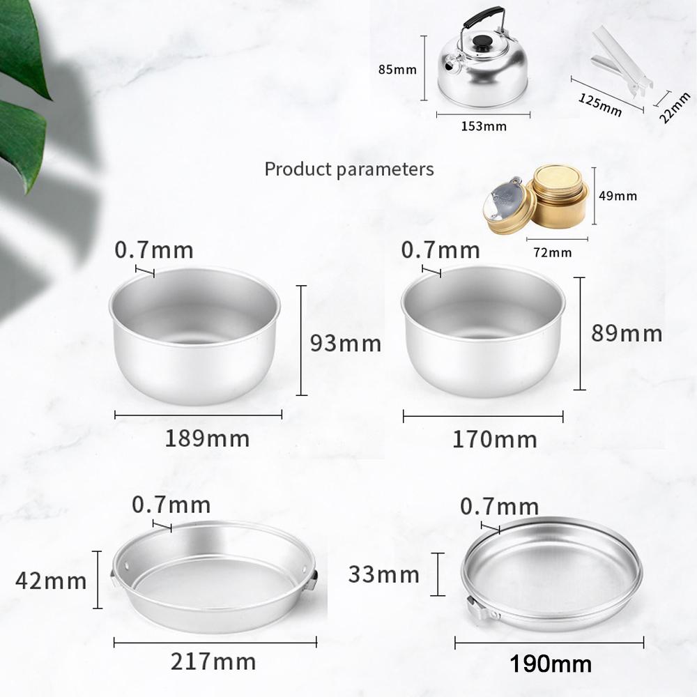 Aluminum Alloy Camping Alcohol Stoves Kit Portable Picnic BBQ Furnace Windproof Alcohol Stoves Outdoor Cooking Furnace Bowl Pot Kettle Accessory Set