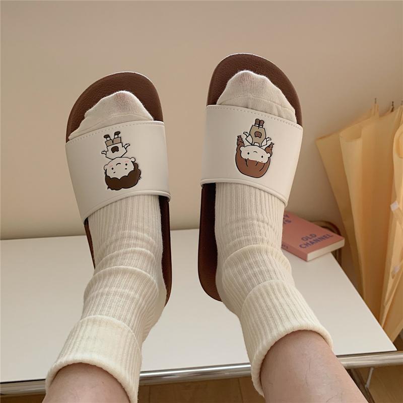 Dép bánh mì nữ GIRL&amp;BOY quai ngang - Dép ulzzang cute quai da chịu nước