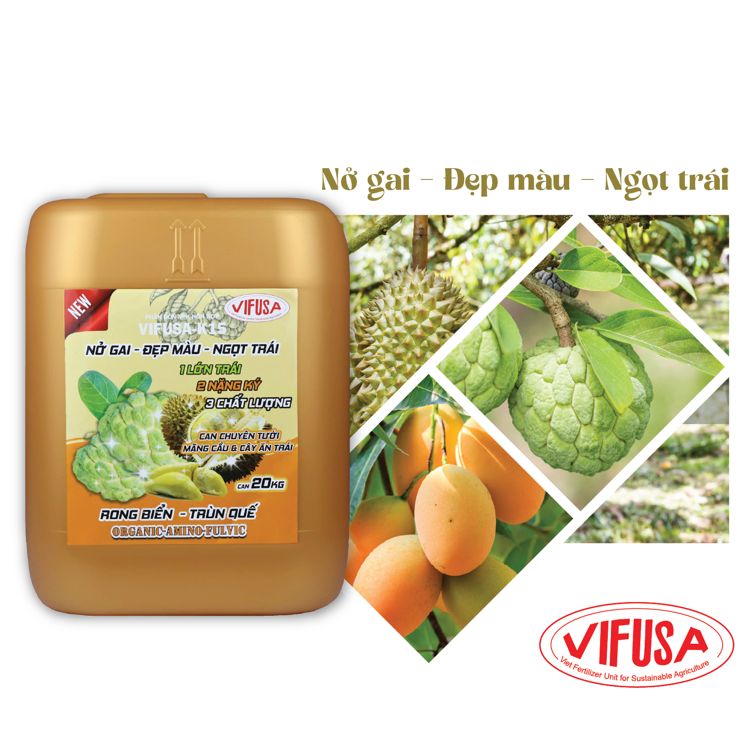 VIFUSA-K15 - Phân bón Kali hữu cơ can 20kg