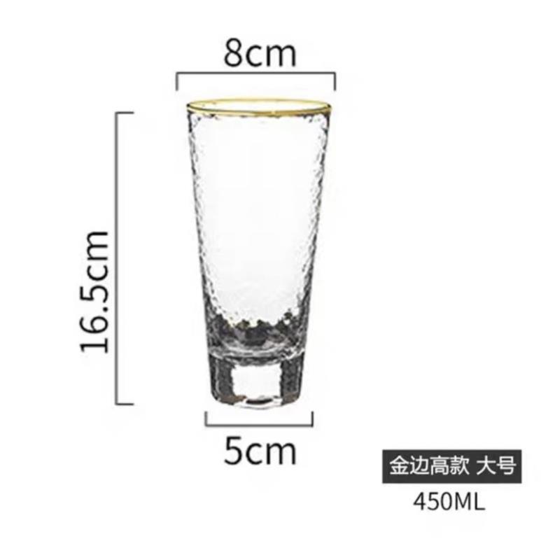 Bộ 6 cốc thủy tinh viền vàng phong cách Nhật chịu nhiệt cao cấp