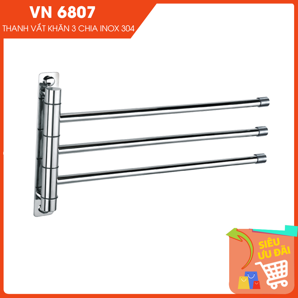 Thanh vắt khăn 3 chia inox 304 cao cấp - VN6807