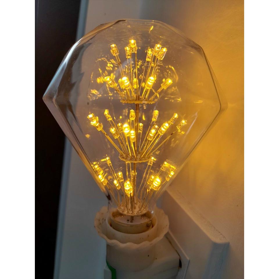 LED Edison g95-3w E27 kiểu dáng kim CƯƠNG hoa 1 chế độ, AS vàng êm dịu,