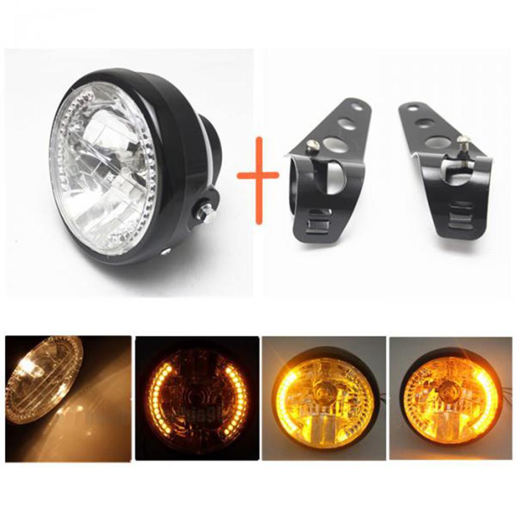7" Universal Motorcycle Headlight LED  Lamp Black Bracket Mount
