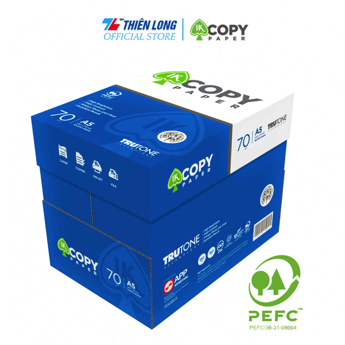 Combo 10 Ream giấy A5 70 gsm IK Copy (500 tờ) - Hàng nhập khẩu Indonesia hàng nguyên thùng tiện lợi hơn