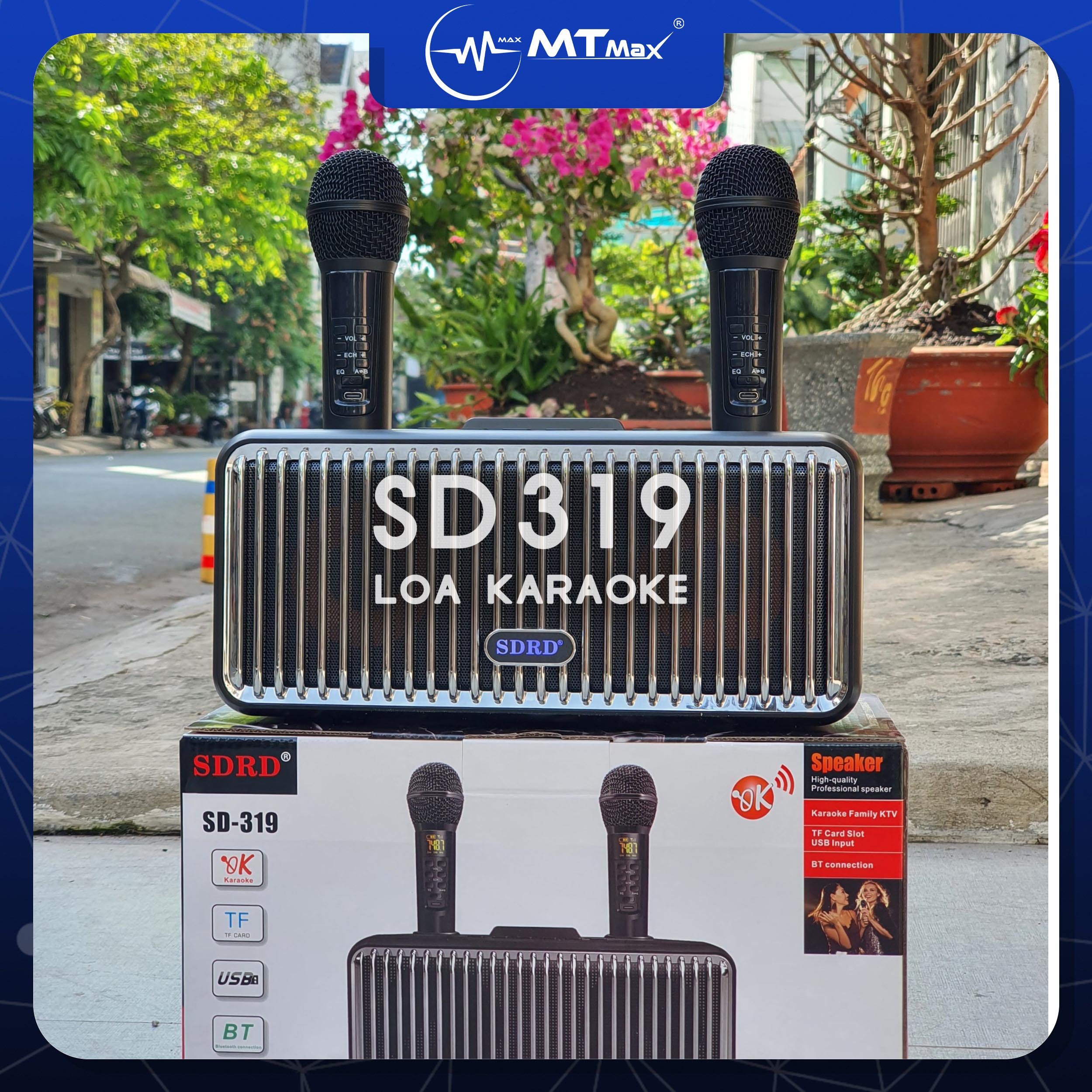 Loa karaoke bluetooth SD319 2 mic âm thanh hay nhỏ gọn phiên bản mới Tặng kèm 2 micro không dây có màn hình LCD - Sạc pin cho micro ngay trên loa - Chỉnh âm lượng ngay trên micro