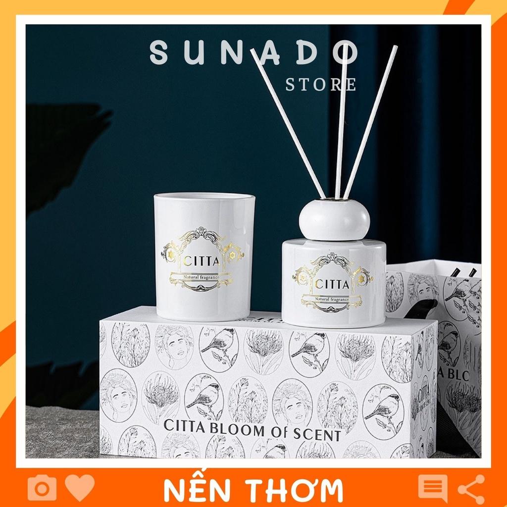 SET Nến Thơm và Tinh Dầu Hương Trà Trắng Trà Đen Hộp quà Sang trọng