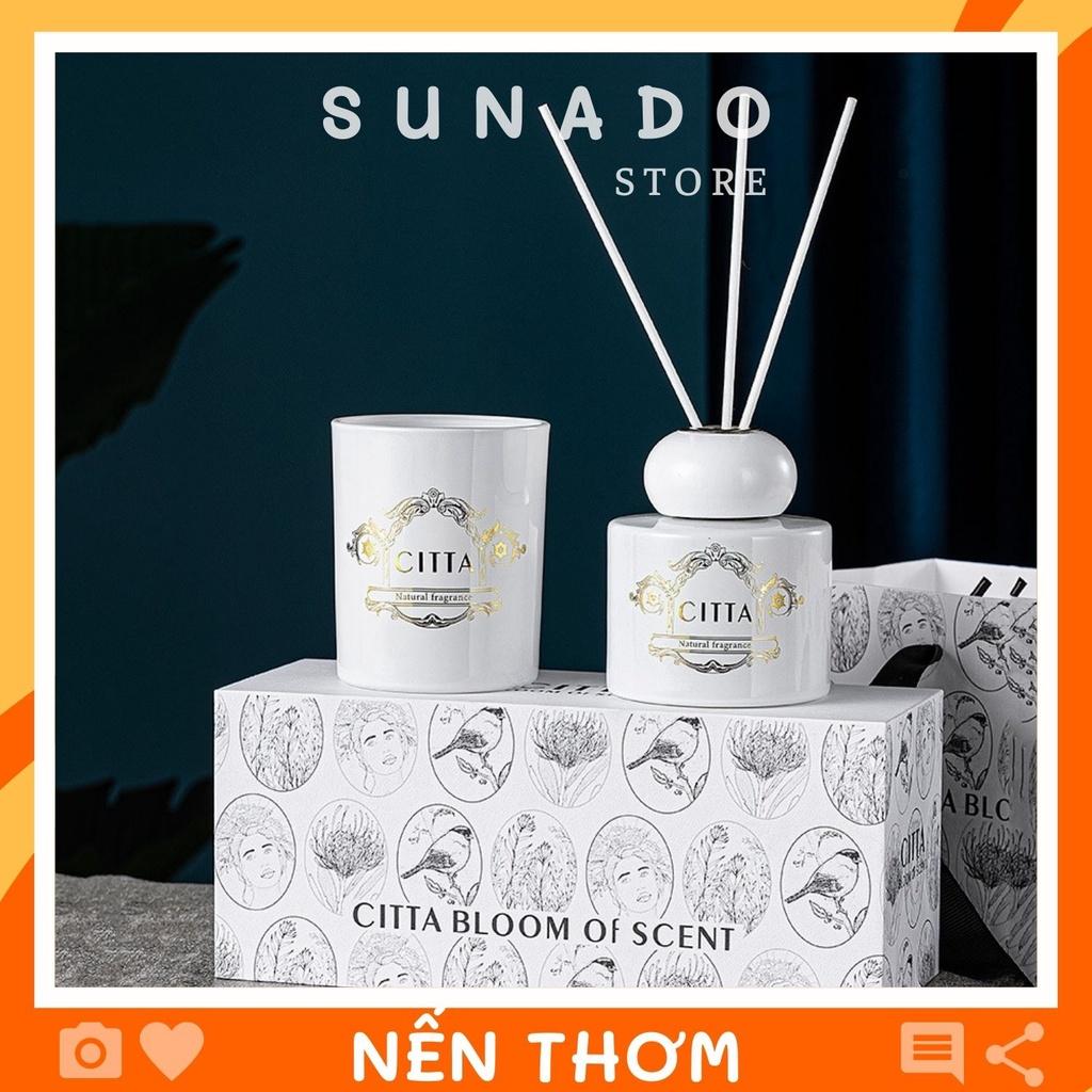 SET Nến Thơm và Tinh Dầu Hương Trà Trắng Trà Đen Hộp quà Sang trọng SUNADO STORE