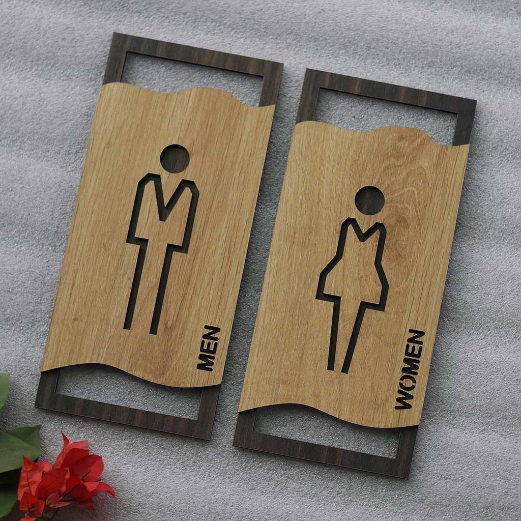 Bảng Toilet Gỗ Decor Vintage (Men – Women) cao cấp LEVU TL24
