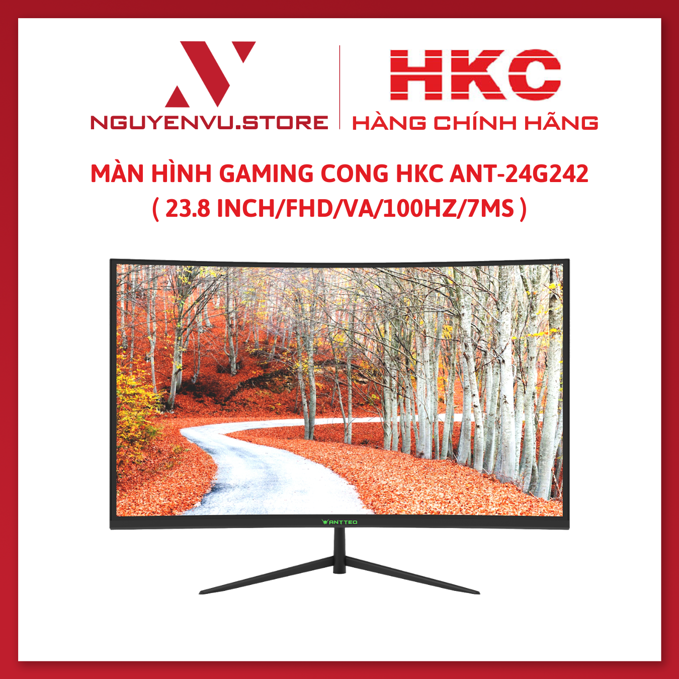 Màn Hình cong Gaming HKC ANTTEQ ANT-24G242 ( 23.8 inch / FHD / VA / 100Hz / 7ms ) - Hàng chính hãng