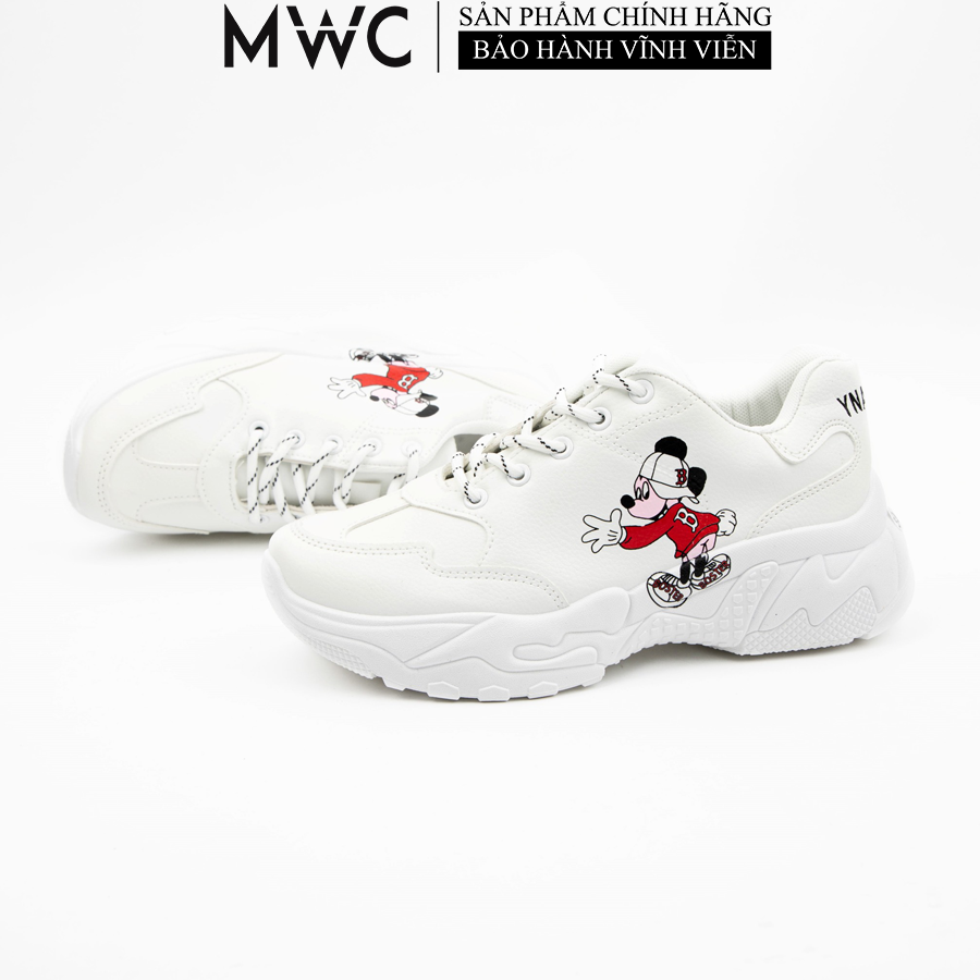 Giày Thể Thao Nữ MWC Sneaker In Hình Chuột Mikey Phong Cách Trẻ Trung Năng Động Màu Đen Kem B003