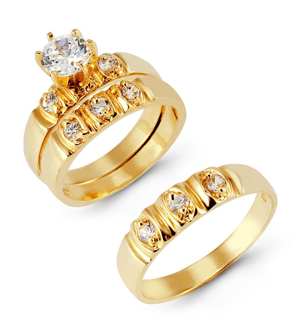 Combo Nhẫn Xoàn cặp đôi Nam Nữ, Phong Phong cách Châu Âu, chất liệu hợp kim mạ vàng, đính đá,  Kèm túi đựng Cung Hỷ - Mẫu CrownX.436B.05