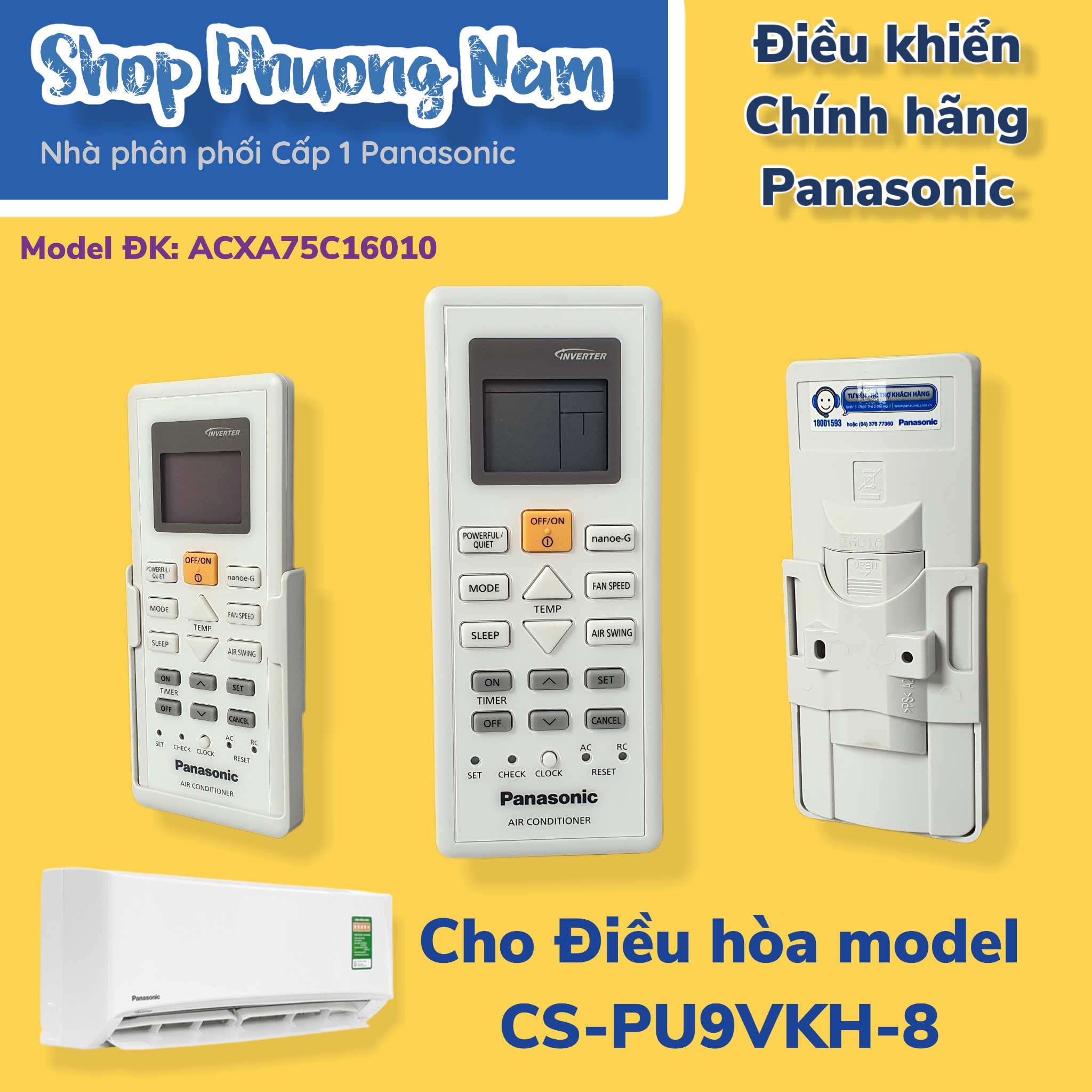 Điều khiển điều hoà Panasonic Model CS-PU9VKH-8- Hàng chính hãng