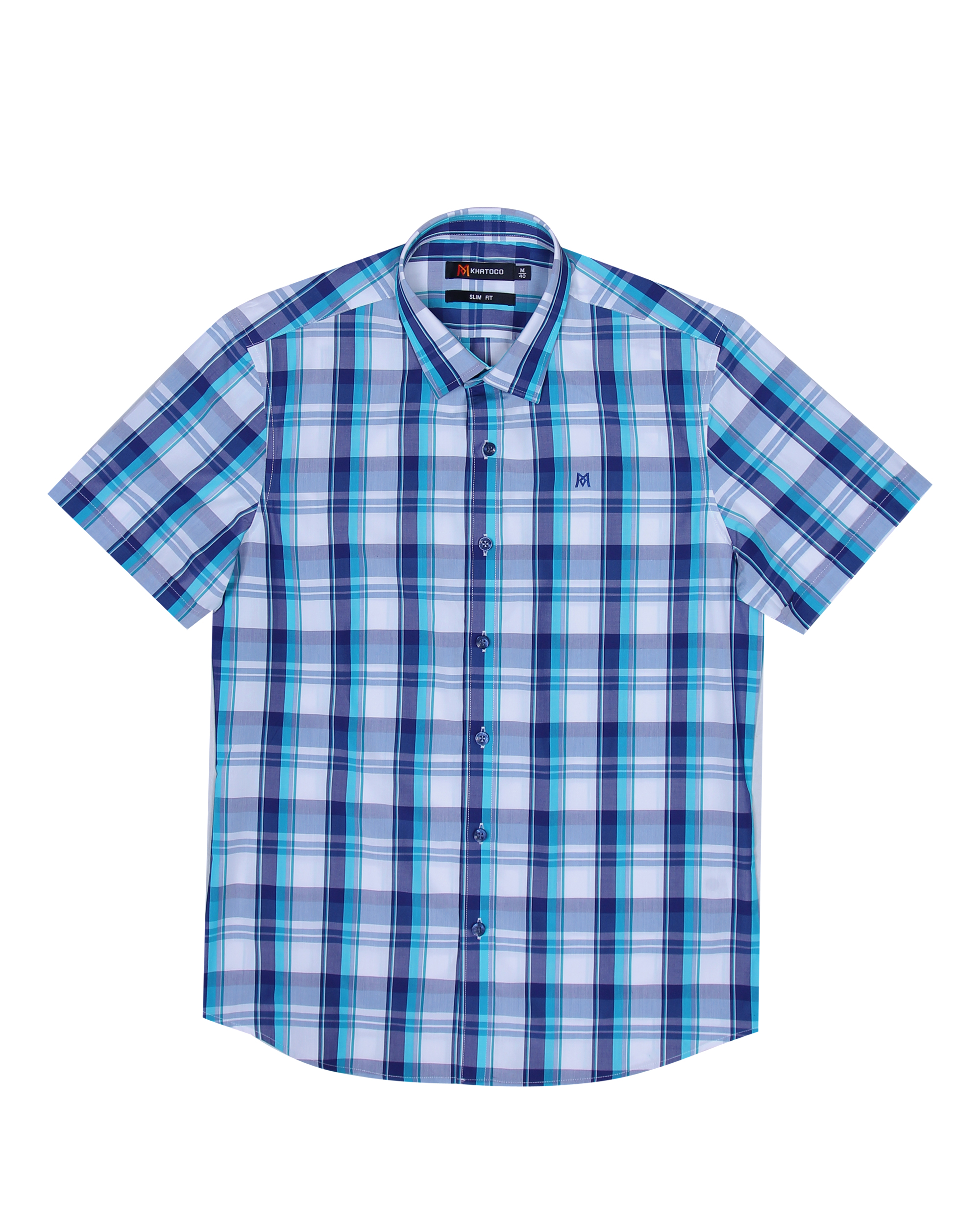 Áo sơ mi nam tay ngắn form slim fit vạt bầu Khatoco A1MN468S1-CNCR224-2411-N