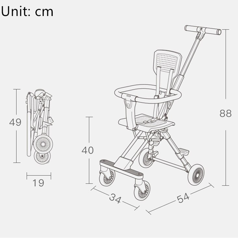 Xe đẩy du lịch đảo chiều gấp gọn siêu nhẹ Playkids có mái che nắng, trọng lượng chỉ 3,7kg, để được đằng trước xe máy, gấp gọn đựng được trong vali xách tay - TẶNG KÈM BẢNG NÚM GỖ CHO BÉ CHỦ ĐỀ NGẪU NHIÊN, Xe đẩy trẻ em, xe đẩy gấp gọn