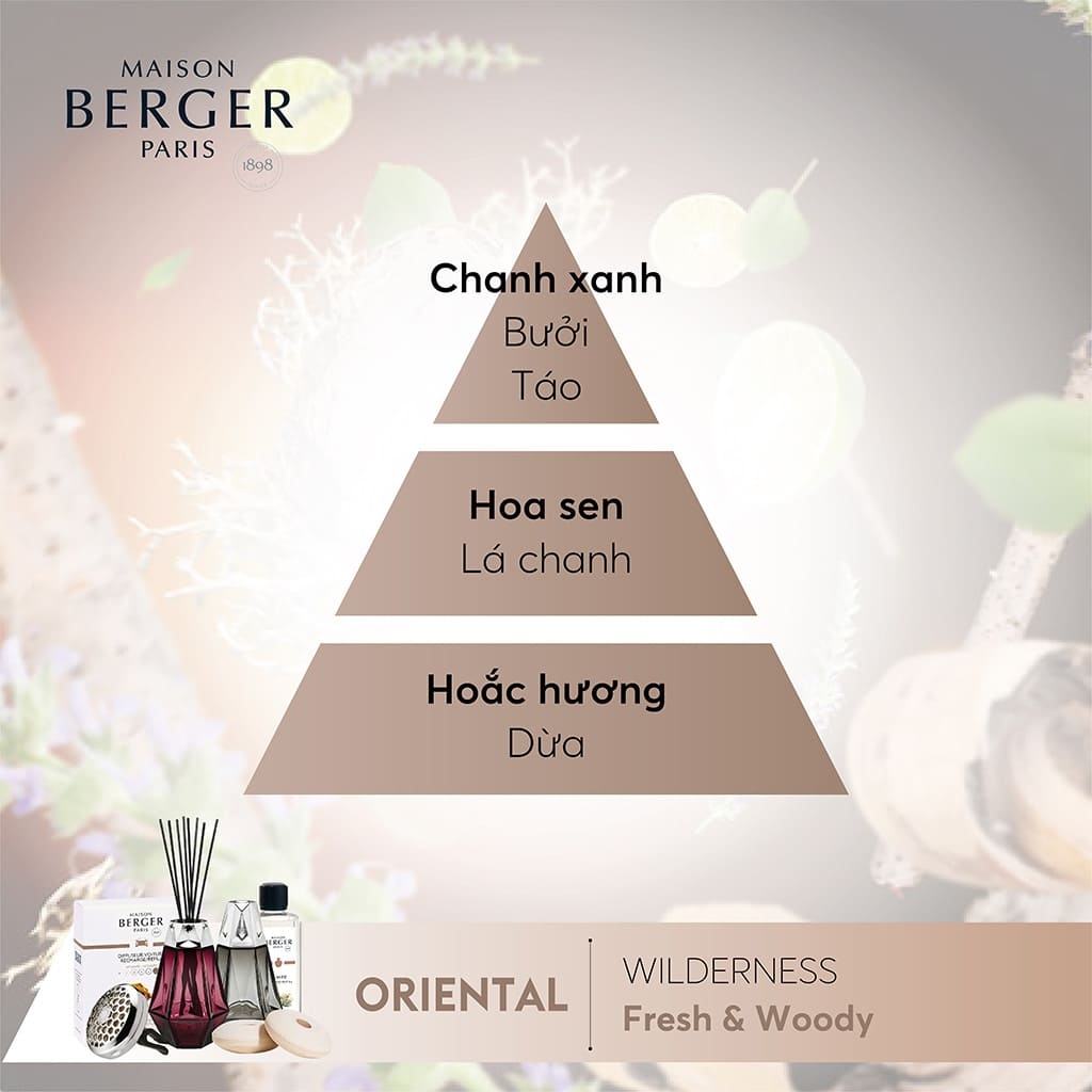 Maison Berger - Bộ đèn xông tinh dầu Prisme Grenat - 2 món - 380ml