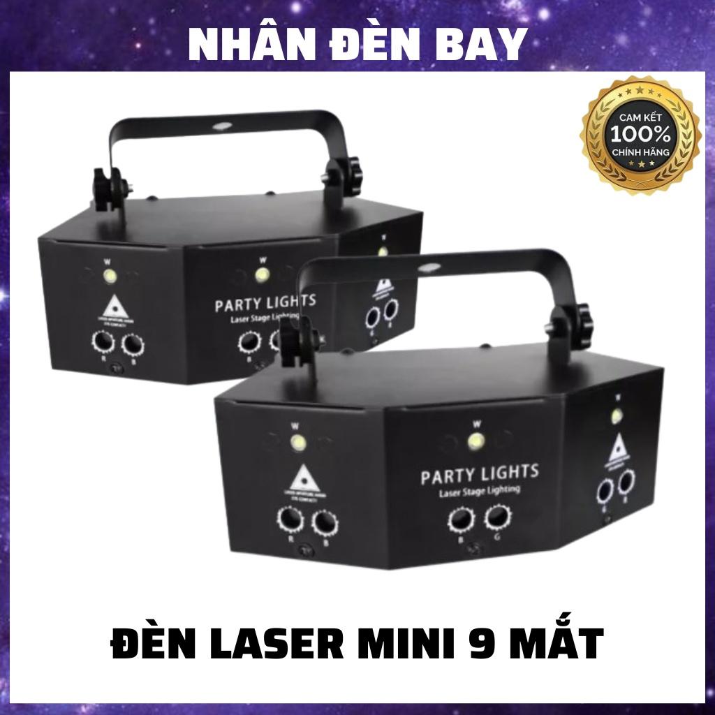 Đèn Laser Mini 9 Mắt Chiếu Hiệu Ứng Laze 3D Cảm Biến Nhạc Dùng Cho Phòng Bay, Karaoke, Bar