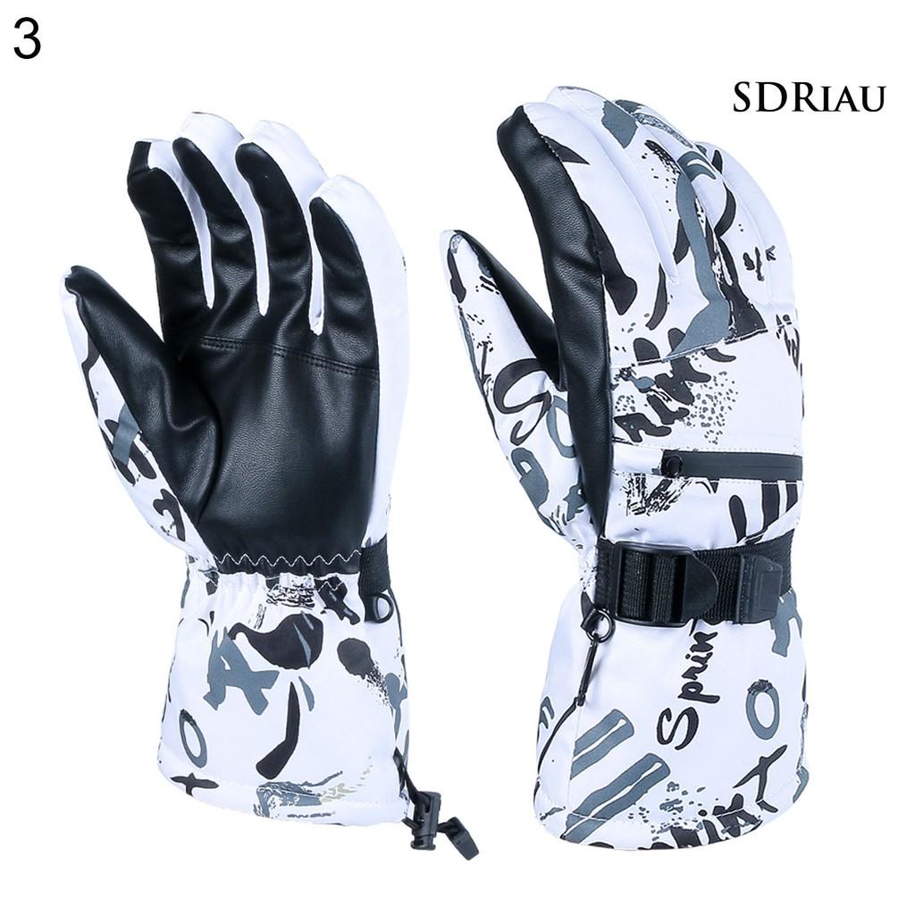 Găng Tay Trượt Tuyết Kẻ Sọc In Chữ Graffiti Chống Thấm Nước Unisex
