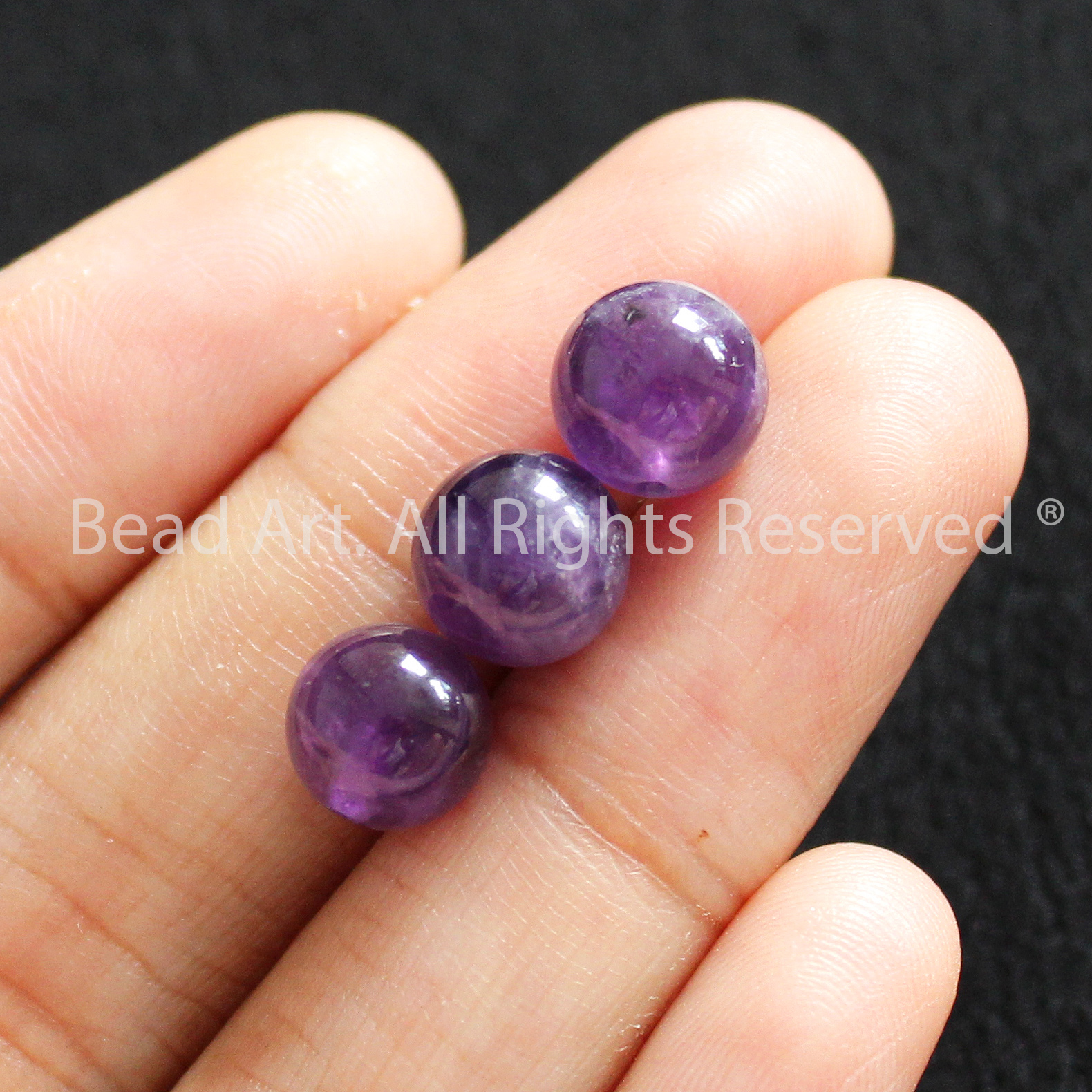 Đá Thạch Anh Tím Đậm Vân Mây 8MM, Amethyst Tự Nhiên, Phối Vòng Tay Phong Thuỷ, Chuỗi Hạt, Trang Sức, Hợp Mệnh Thổ, Hỏa - Bead Art