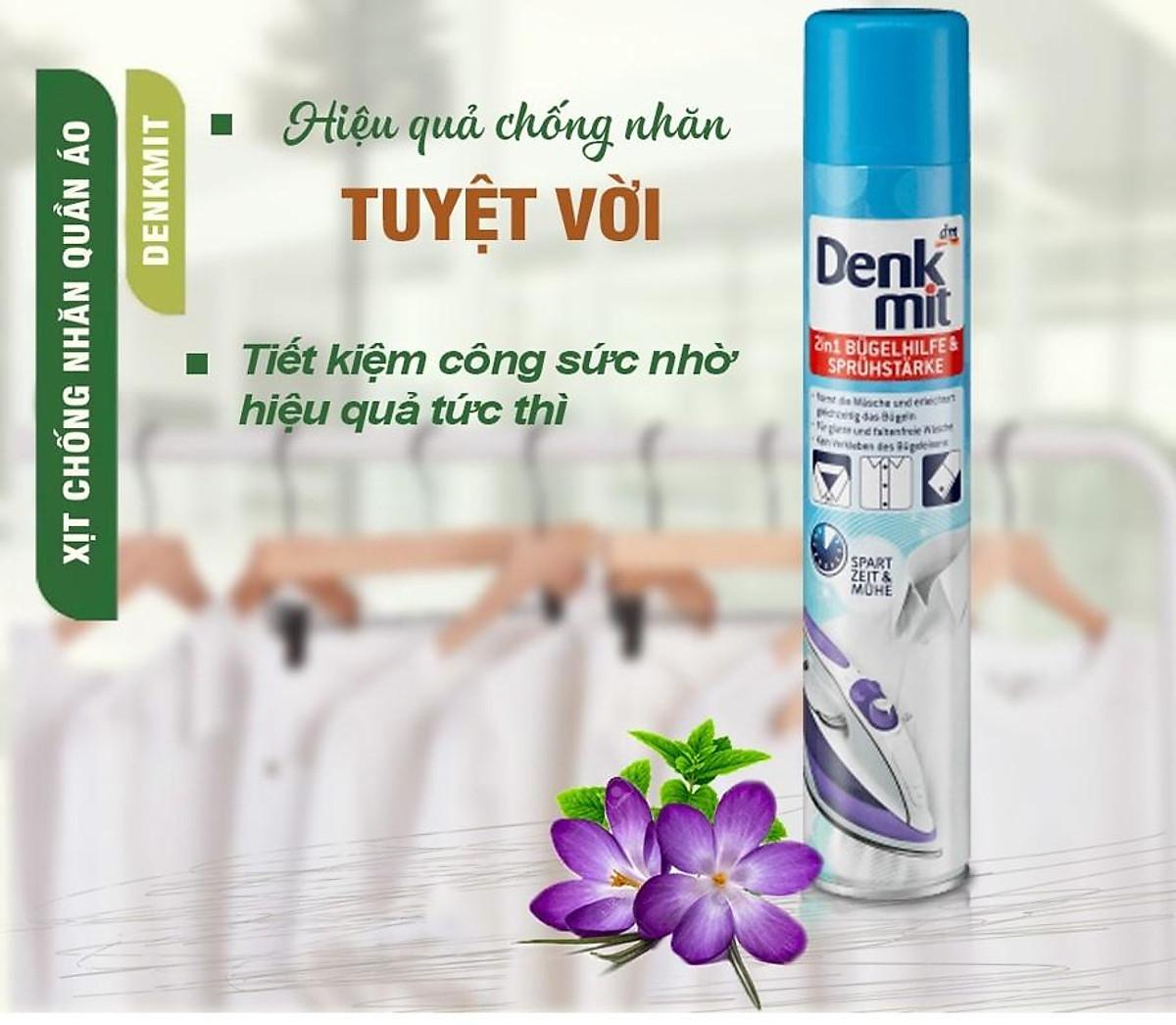 Bình Xịt Thơm Chống Nhăn, Làm Thơm Quần Áo Khi Là Ủi Denkmit 2in1, Dung Tích 500ml, Nhập Đức