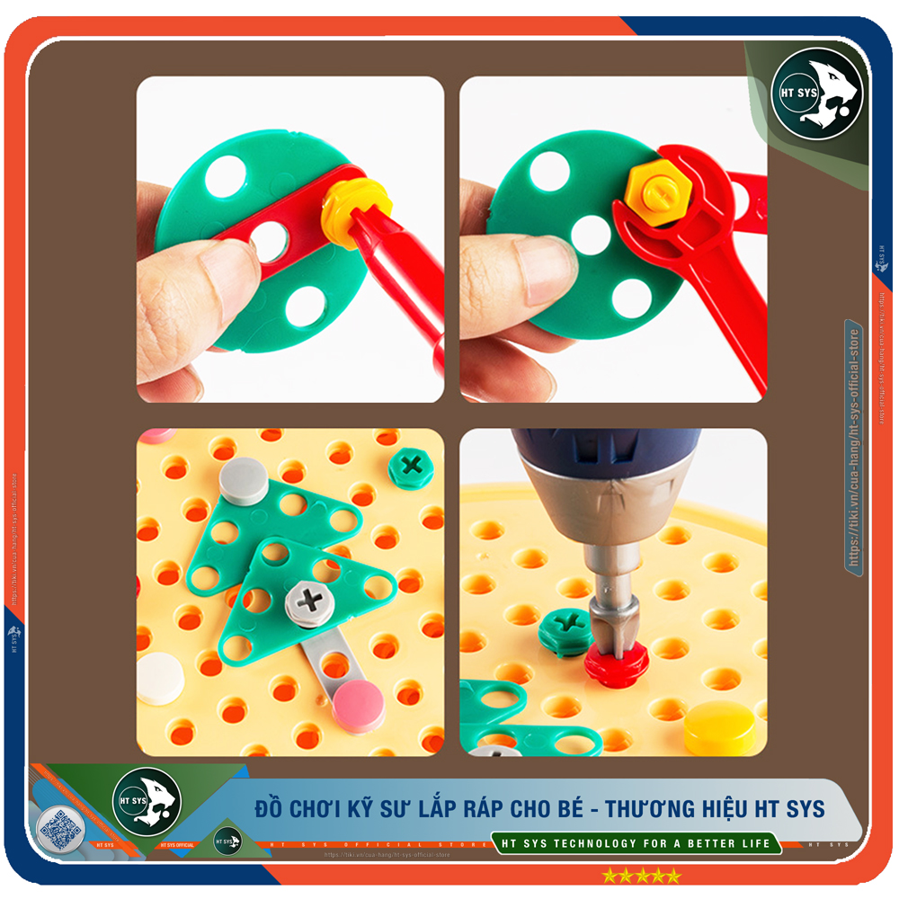 Đồ Chơi Trẻ Em HT SYS - Bộ Đồ Chơi Lắp Ghép Kỹ Sư Bằng Ốc Nhựa Tặng Kèm Khoan - Đồ Chơi Trẻ Em Thông Minh HT SYS - Giúp Tư Duy, Sáng Tạo, Giáo Dục Cho Bé - Hàng Chính Hãng