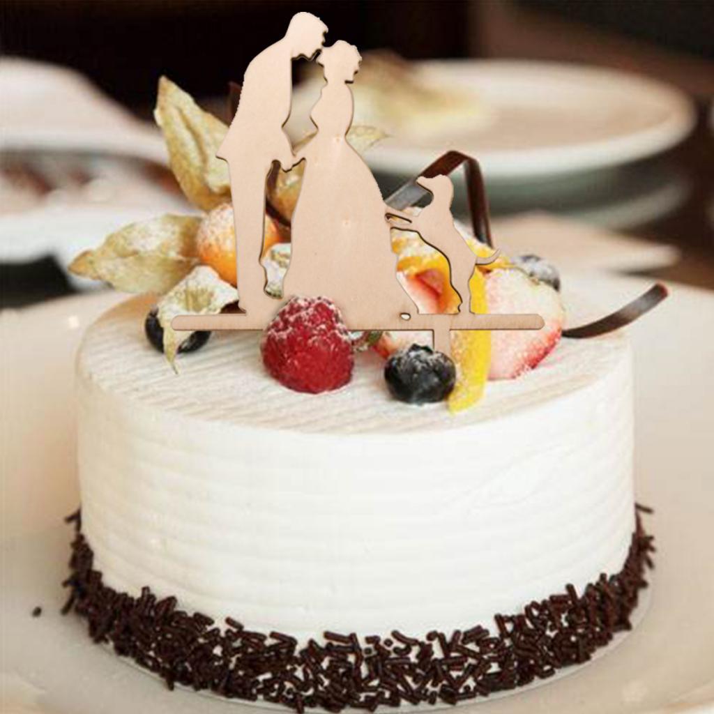 2X Pack of 4 Bride and Groom Silhouette with Dog Cake Topper Wedding Cake Decor