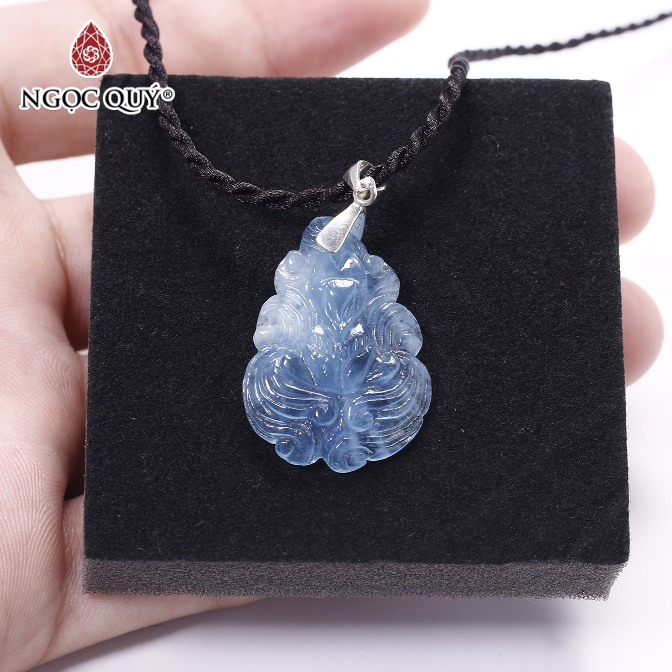 Mặt dây chuyền nữ hoàng hồ ly đá aquamarine mệnh thủy, mộc - Ngọc Quý Gemstones