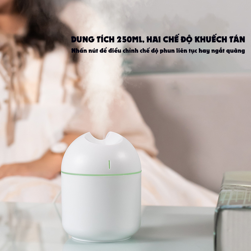 Máy Xông Tinh Dầu-Khuếch Tán Tinh Dầu Tạo Ẩm - Đuổi Muỗi - Máy Phun Sương Mini 250ml - Kèm 2 Chế Độ