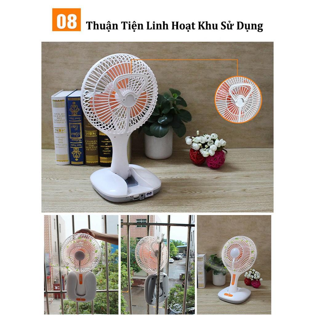 Quạt Tích Điện Ông Tây KM-F0166U Có Đèn Gấp Gọn Tiện Lợi - Quạt Gấp Gọn Để Bàn
