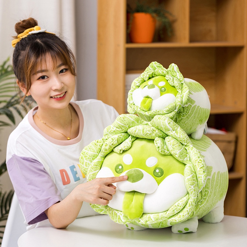 Gấu bông chó bắp cải – Quà tặng thú nhồi bông Shiba Inu Vegetable Fairy siêu dễ thương – Size 30 cm – Gối ôm cho bé ngủ ngon