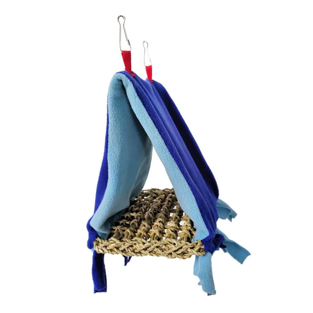 Bird Parrot Perch Tent Triangle Hammock Nest Bed Blue