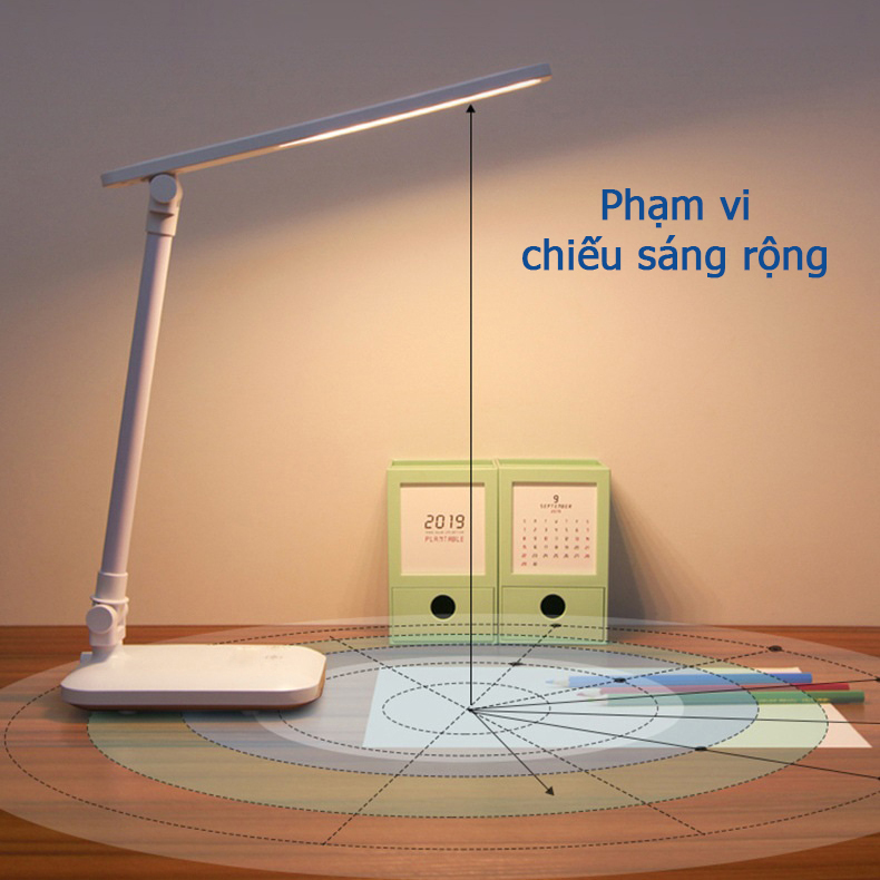 Đèn học để bàn, đèn đọc sách LED tích điện di động Homepower gập 2 chỗ - 3 chế độ ánh sáng vàng bảo vệ mắt, chống cận Pin 2500mAh